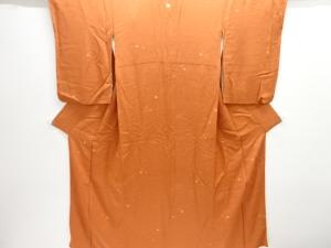 柿本市郎 本加賀 草花模様織り出し一つ紋色無地着物